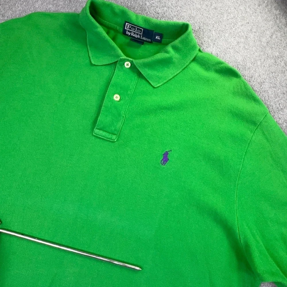 Polo Ralph Lauren Pique‎ Short Sleeve Polo Men's Size XL Green Purple Pony Joker